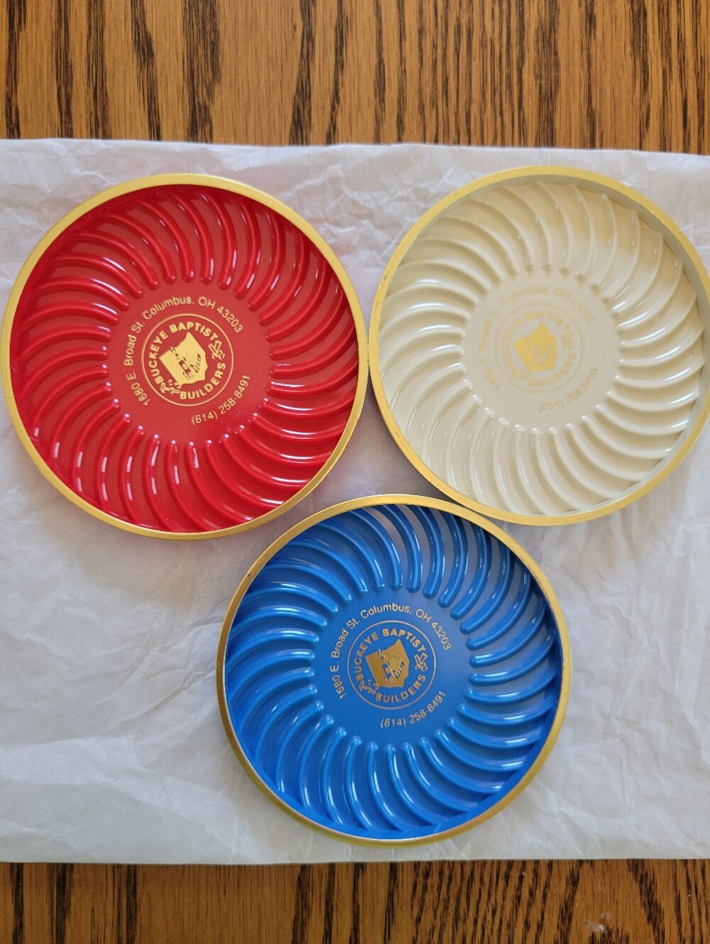 Vintage Advertising Coaster Set NOS Baptist Builders Made in USA Retro!